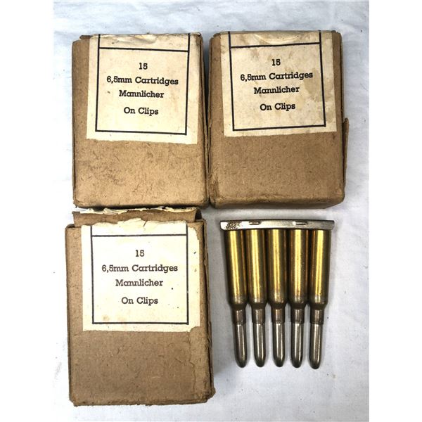 6.5 Belgian Military Mannlicher AMMO - 45 Rds