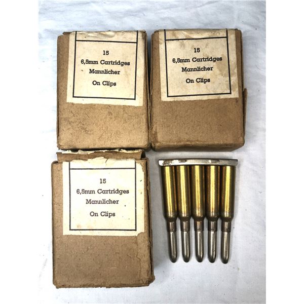 6.5 Belgian Military Mannlicher AMMO - 45 Rds