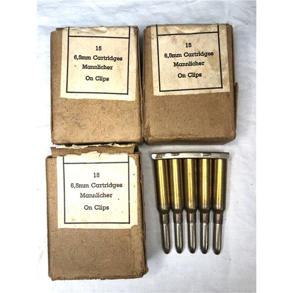 6.5 Belgian Military Mannlicher AMMO - 45 Rds