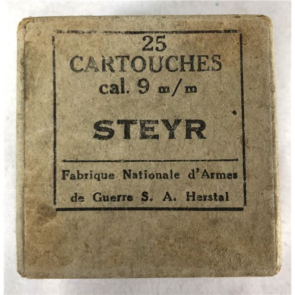 9MM Steyr FN 25 Rds - Vintage Ammo In Box