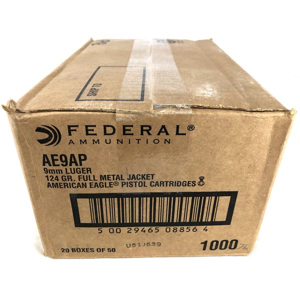 AE 9MM Full Case 1000 Rds - 124 Grain FMJ