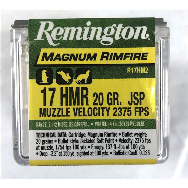 17 HMR Remington MAG - 20 Grain JSP - 50 Rds