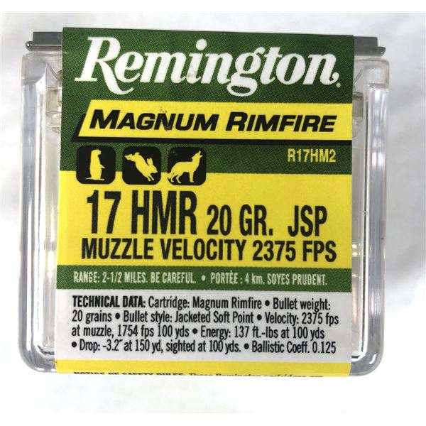 17 HMR Remington MAG - 20 Grain JSP - 50 Rds