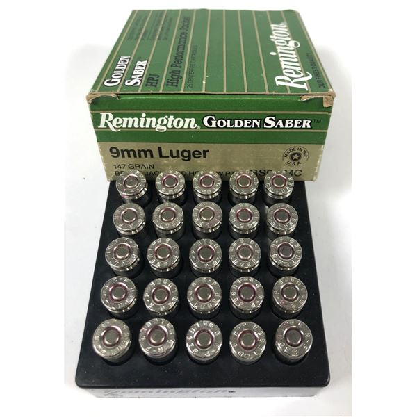 9MM Luger Remington - 147 Grain Brass JHP - 25 Rds