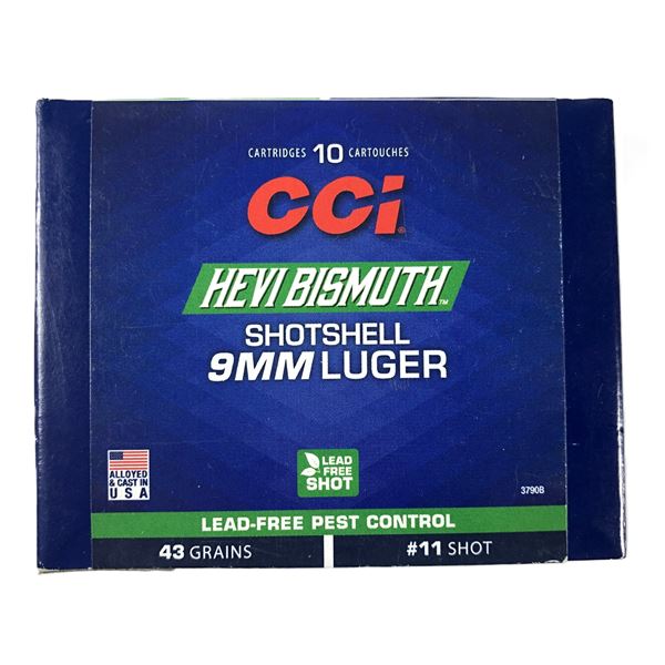 9MM Luger Shotshell CCI - Heavy Bismuth 10 Shells NIB