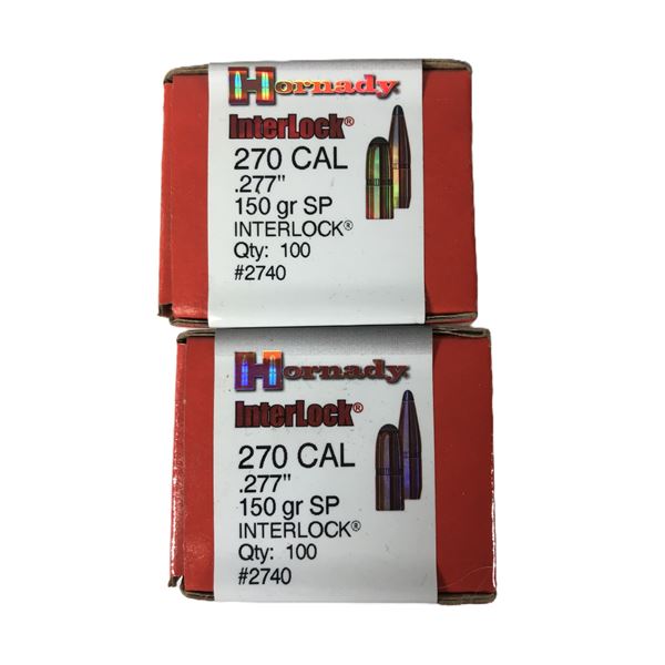 270 CAL Hornady Bullets x200 - 150 Grain SP