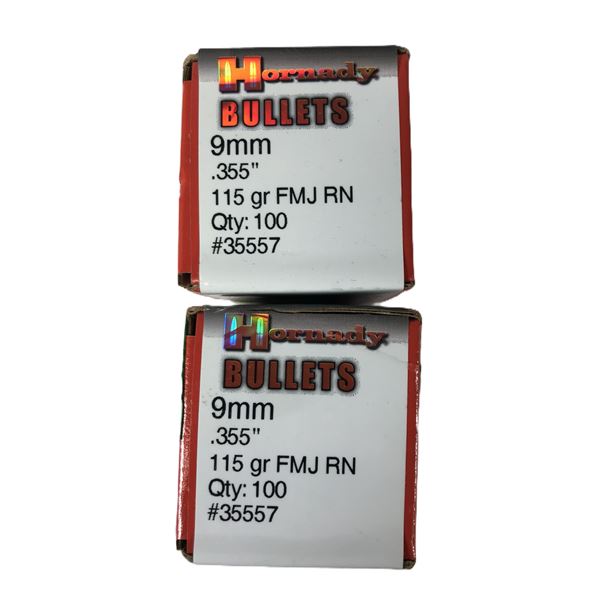 9MM Bullets Hornady x170 - 115 Grain FMJ