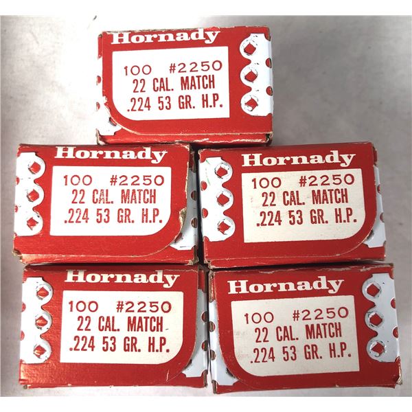 22 CAL Bullets x500 - Hornady 53 Grain HP