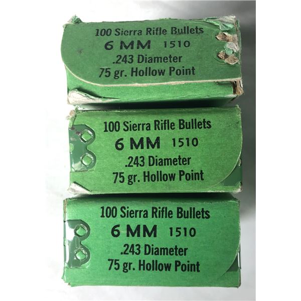 6MM Bullets Sierra x300 - 75 Grain HP