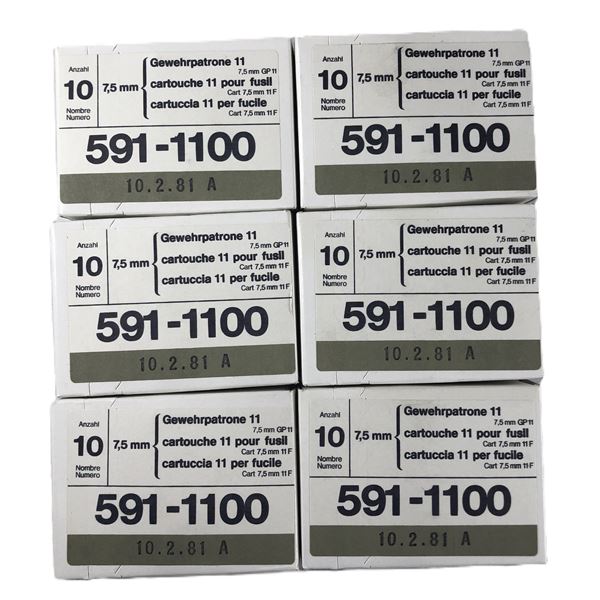 7.5 x 55mm SWISS Ammo - 60 Rounds