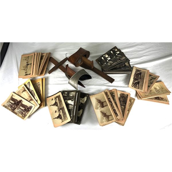 Vintage Stero Viewer 1896-1903 w/ 120 War & Other Plates