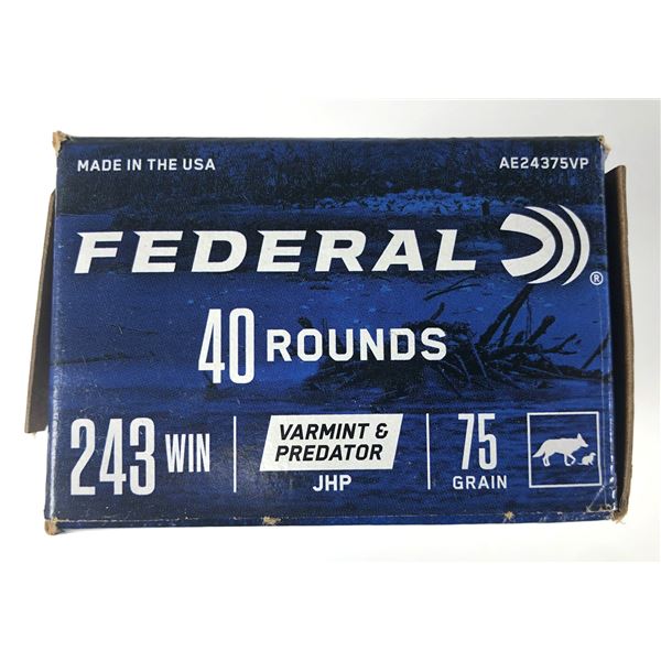 243 WIN Federal - 40 Rounds 75 Grain NIB