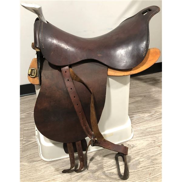 WWI-II British Military Saddle & Stirrup w/ Broadhead Stamp