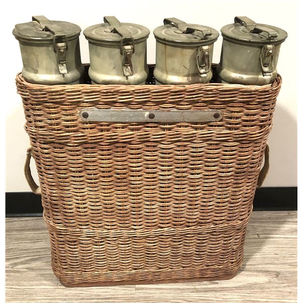 WW2 German Swiss Mortor Tubes x4 In Wicker Case