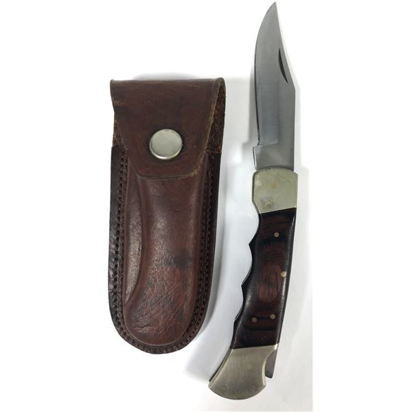 Buck Style Folding Knife & Sheath
