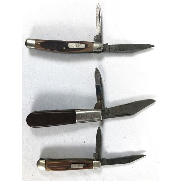 x3 Vintage Folding Knives LOT - Old Timer, Barlow, Gescut