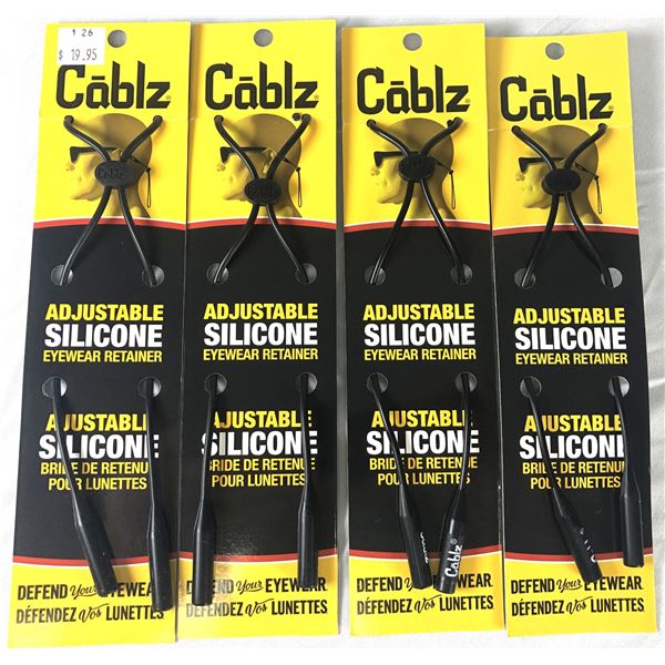 Cablz BLACK Eyewear Retainers x4 - NEW