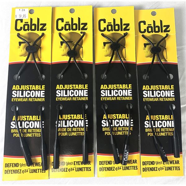 Cablz BLACK Eyewear Retainers x4 - NEW