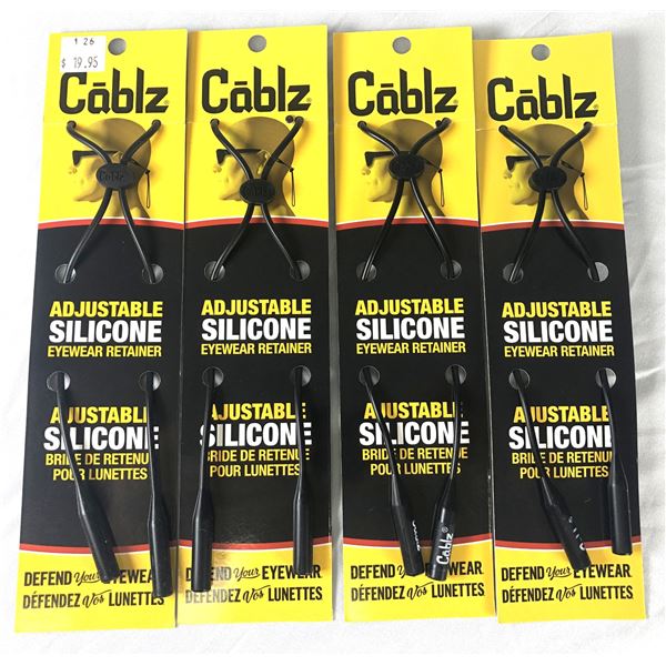 Cablz BLACK Eyewear Retainers x4 - NEW