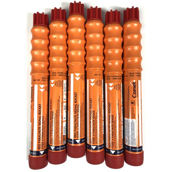 Red Parachute Flare LOT x6 - Handheld