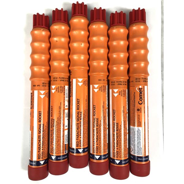 Red Parachute Flare LOT x6 - Handheld