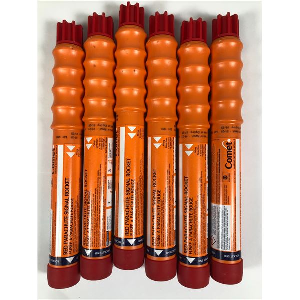 Red Parachute Flare LOT x6 - Handheld