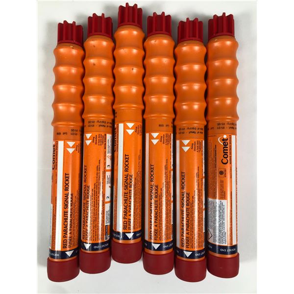 Red Parachute Flare LOT x6 - Handheld