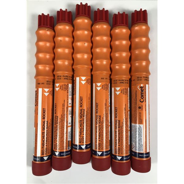 Red Parachute Flare LOT x6 - Handheld