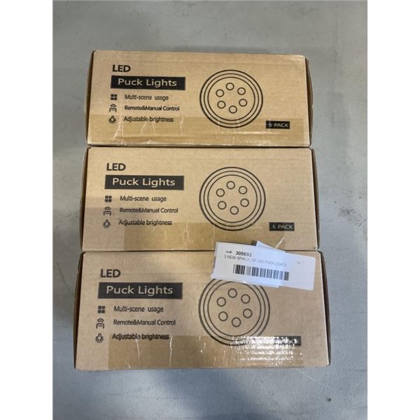 3 NEW 6PACK OF LED PUCK LIGHTS