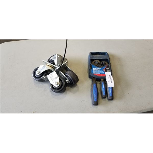 SET OF 4 CASTRORS AND MASTERCRAFT EXPRESS WRENCHES