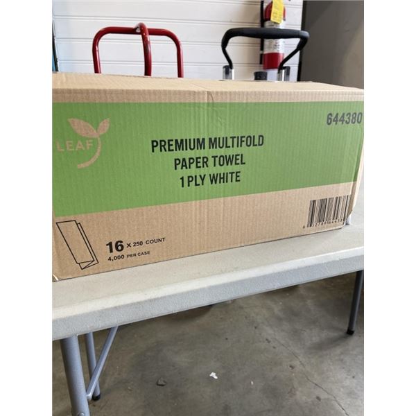 NEW CASE OF PREMIUM MULTI FOLD PAPER TOWEL, WHITE, 16 PACK SOF 250, 4000 PER CASE