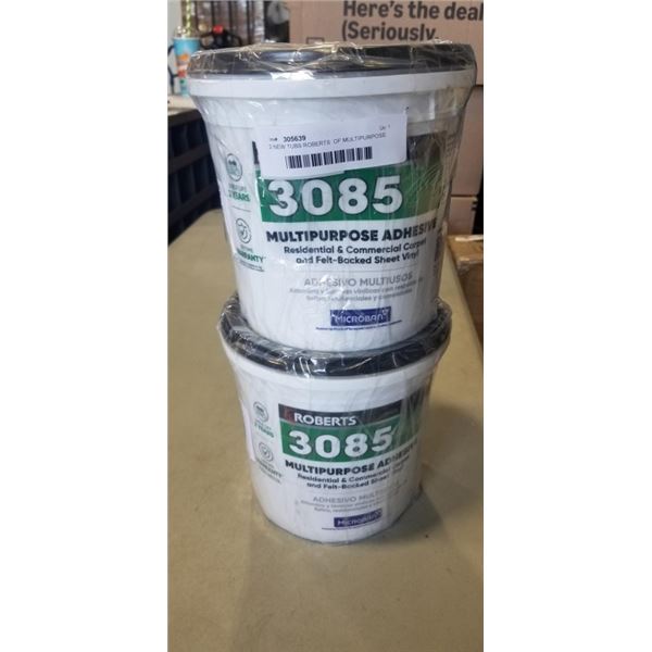2 NEW TUBS ROBERTS  OF MULTIPURPOSE ADHESIVE CARPET SHEET VINYL