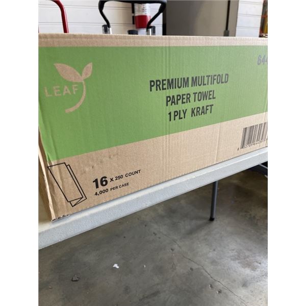 NEW CASE OF PREMIUM MULTI FOLD PAPER TOWEL, KRAFT, 16 PACK SOF 250, 4000 PER CASE