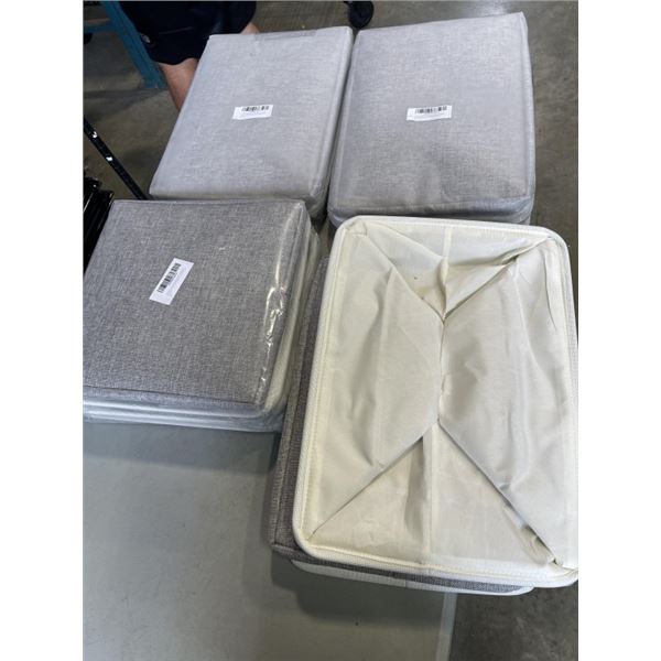 6 NEW LARGE COLLAPSIBLE STORAGE BINS, 17X12X15 INCH AND SET OF 4 NEW STORAGE CUBES 13 INCH