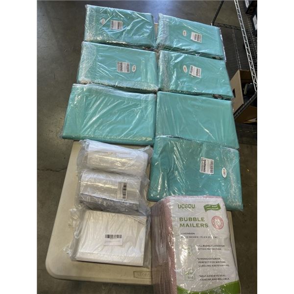 LARGE LOT OF NEW POLY BAGS, SELF SEALING TYPE, AND BUBBLE MAILERS, ASSORTED SIZES