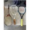 Image 2 : TOTE OF ASSORTED SPORTS BALLS AND 3 RACQUETS