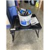 Image 1 : TABLE SAW DUST COLLECTION STAND AND BUCKET OF ACCESSORIES