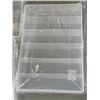 Image 2 : 5 NEW CLEAR  10-3/4 x 7 x 1-3/4 INCH BOX W/ 6 COMPARTMENTS - RETAIL $60