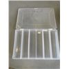 Image 3 : 5 NEW CLEAR  10-3/4 x 7 x 1-3/4 INCH BOX W/ 6 COMPARTMENTS - RETAIL $60