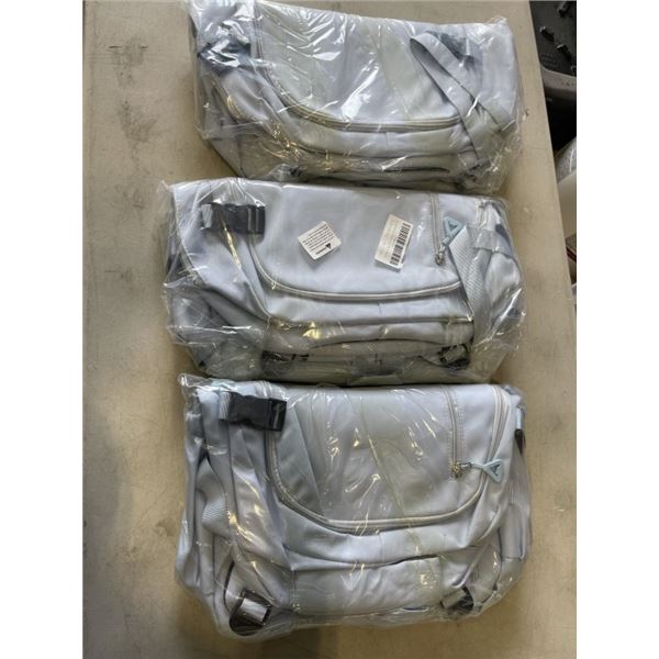 3 NEW LIGHT BLUE  LIGHT WEIGHT SCHOOL BACK PACKS