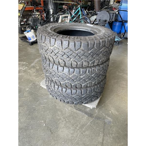3 GOODYEAR WRANGER TIRES LT265 75/R16 - 80-90% TREAD LEFT