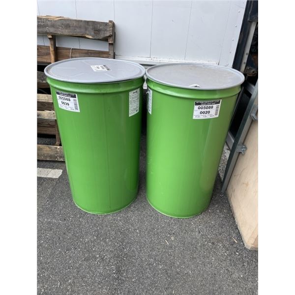 2 FOODGRADE METAL DRUMS. 200 LITRE CAPACITY EACH