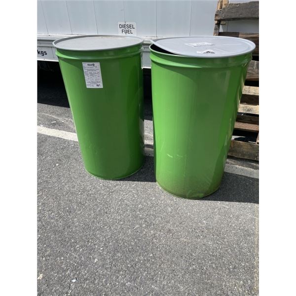 2 FOODGRADE METAL DRUMS. 200 LITRE CAPACITY EACH
