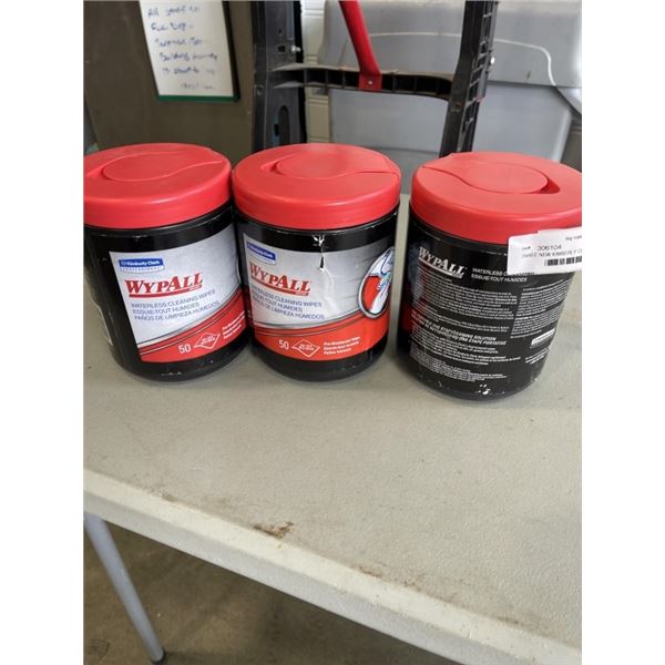 THREE NEW KIMBERLY CLARK PROFESSIONAL WYPALL WATERLESS CLEANING WIPE TUBS