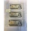 Image 1 : 3 MINT 1973 CANADIAN $1 BILLS LAST YEAR OF THE CANADIAN $1 BILLS