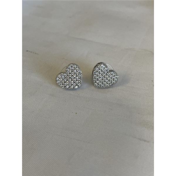 PAIR OF HEART SHAPED STUD EARRINGS