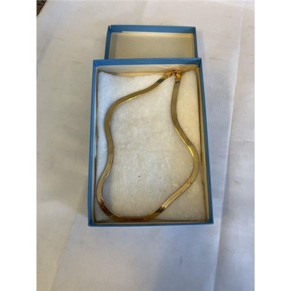 GOLD PLATED STERLING SILVER FLAT CHAIN, ENGRAVED 'LOVE YOUR FOREVER MORE' NECKLACE MARKED 925 16" L