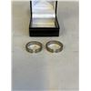 Image 1 : 2 TITANIUM W/ GOLD INLAID AND CZ STONES RING BANDS SIZES 9 AND 10