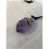 Image 2 : HEAVY AND LARGE NATURAL AMETHYST STONE PENDANT W/ LONG BLACK CORD NECKLACE