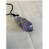 Image 3 : HEAVY AND LARGE NATURAL AMETHYST STONE PENDANT W/ LONG BLACK CORD NECKLACE